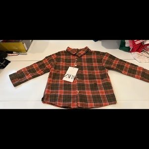 Zara orange plaid button up size 18-24 months